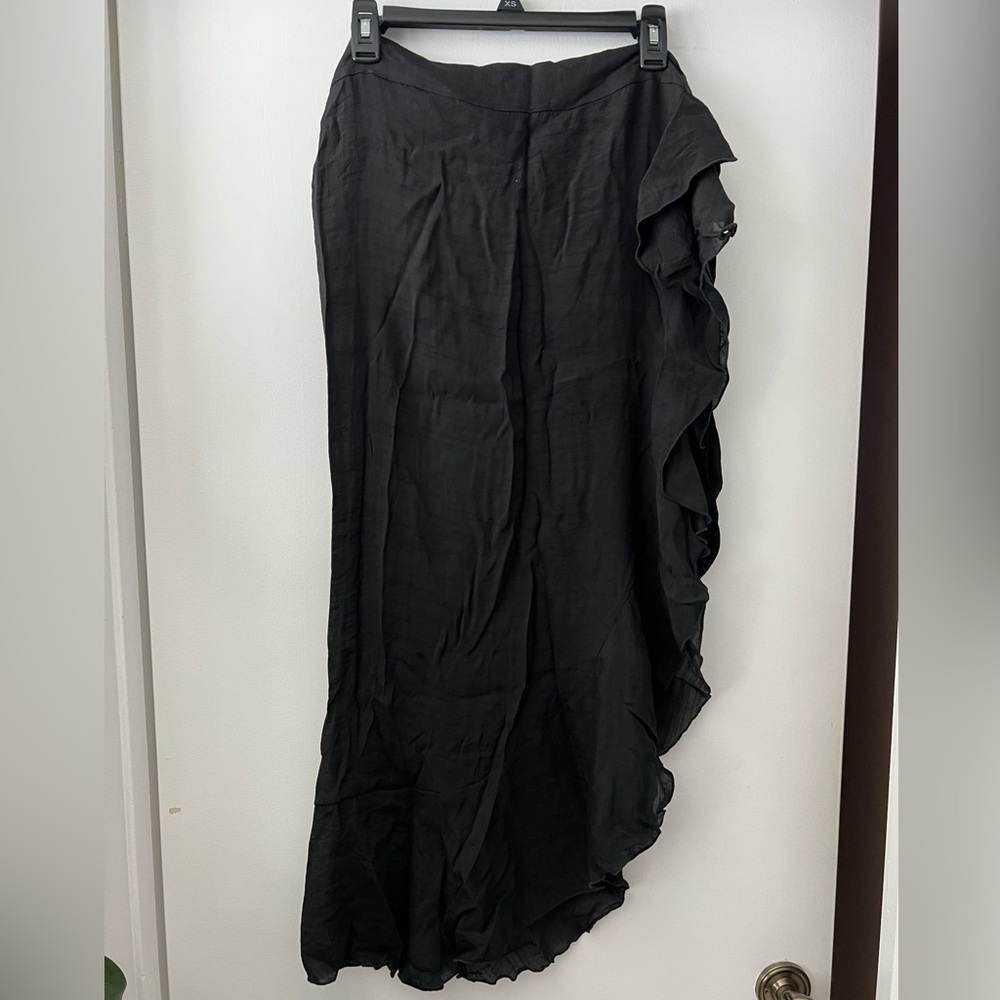 Cupshe Black Ruffle Wrap Swim Coverup